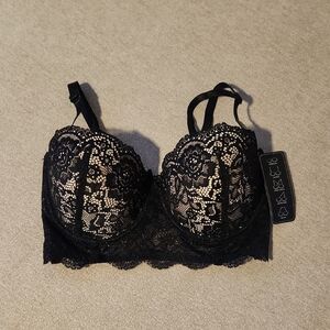 B.Luxe Black Lace Underwire Bra Size 36D
